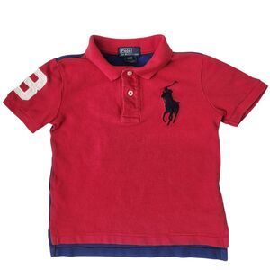 Polo By Ralph Lauren Boy Polo Shirt-Mesh Knit-3T-Red/Wht/Blue/#3-Big Pony-Preppy